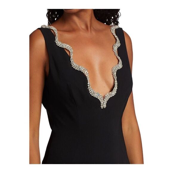 REEM ACRA Black Crystal Embellished Gown Size 12 - Picture 5 of 11